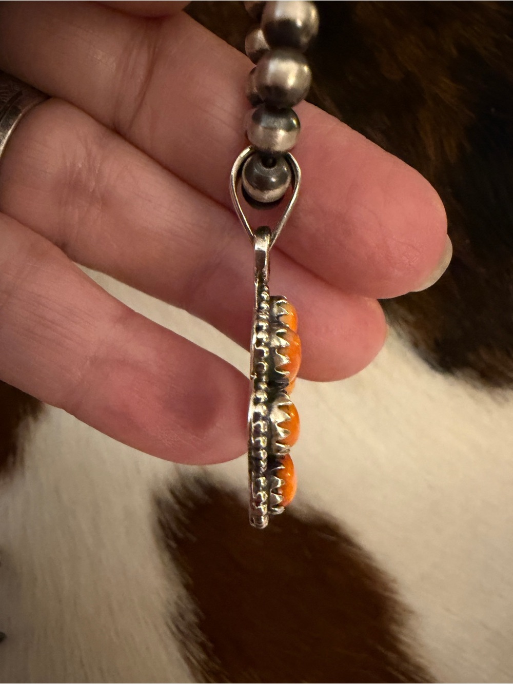 ❤️ Spiny Oyster Navajo Style Decorative NAJA Sterling Silver Pendant 1.39”L - Picture 4 of 12
